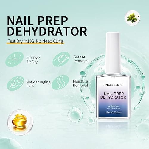 Nail Dehydrator | Nail Prep Professional Acid-Free Formula - Fast-Drying Bonder & Primer Base Coat for UV Gel Polish, Acrylic Nails & Natural Nails - Long-Lasting Manicure Adhesion Solution, 0.6 oz thumbnail 5