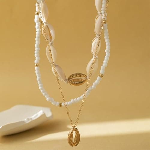 YANCHUN Shell Necklace Beach Jewelry for Women Sea Shell Necklace Layered Gold Shell Charm Necklaces Summer Outfits for Women Beach Fashion Accessories thumbnail 9