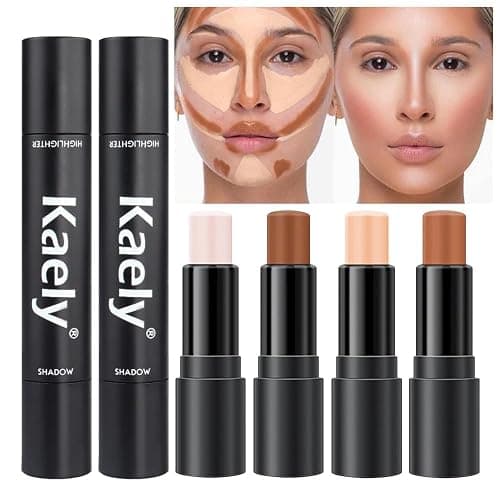 evpct 4 Colors Contour Stick Makeup Set Concealer Stick Cream Contouring Contour Palette Makeup Kit for Beginners Nose Bronzer Stick Liquid Contour Face Highlighter Makeup contorno maquillaje 01+02 - Image 1