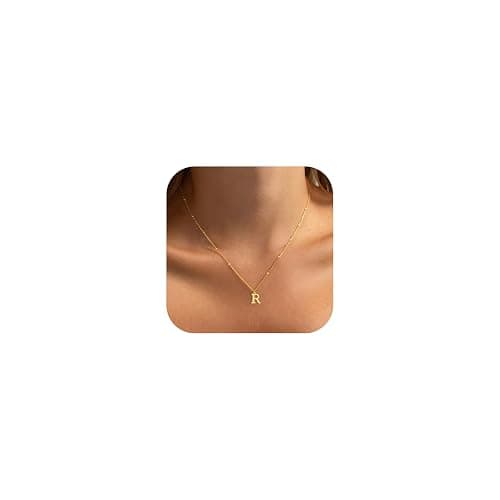 GRCLD Initial Necklaces for Women - 14K Gold Silver Plated Letter Necklace Name Personalized Dainty Fashion Chain Non Tarnish Single Cute Pendant Necklace Charm Jewelry Gift for Women Her - Image 1