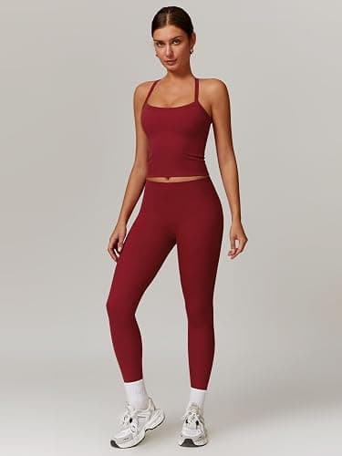 OMEWEE Women's Yoga Outfits Backless Strappy Sports Bra and Seamless Leggings Matching Active Jogger Outfits thumbnail 3