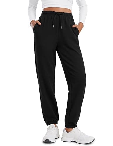 CRZ YOGA Fleece Sweatpants Women Cotton Joggers High Waisted Lounge Casual Travel Elastic Bottom Pants with Pockets - Image 1