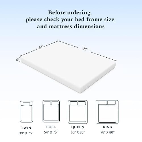 UACEO Full Mattress, 6 Inch Memory Foam Mattress in a Box, Fiberglass Free Full Size Mattresses for Pressure & Pain Relief, Soft and Comfortable thumbnail 2