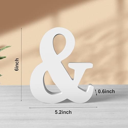 Zaruatu 6 Inch White Wooden Letters Unfinished Wood Letters for Crafts Blank DIY Crafts for Adults Paintable Standing Letters for Wall Wedding Birthday Party Decoration (&) thumbnail 2
