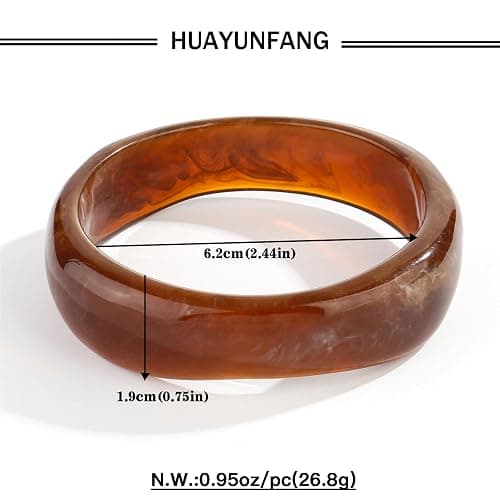 HUAYUNFANG Chunky Acrylic Bangles Bracelets For Women Geometric Acrylic Resin Acetate Mottled Wide Bangle Bracelet Statement Colorful Bangles for Party thumbnail 8