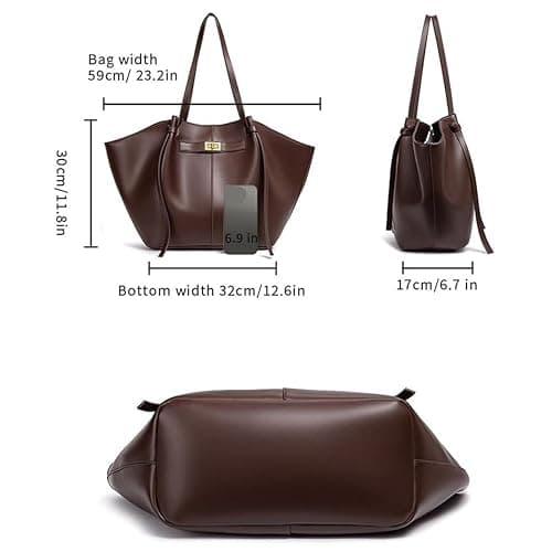 FJZFXKZL Women's Tote Bag, Leather Large Shoulder Shopper Handbag With Detachable Strap, Vintage For School, Work, Travel, Office thumbnail 3