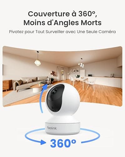 Reolink 4MP Interieur Caméra Surveillance WiFi – Vue à 360°, Suivi Automatique, Détection IA (Personne/Animal/Pleurs), Audio Bidirectionnel, Vision Nocturne, Mode Privé, sans Abonnement – ​​E1 thumbnail 5