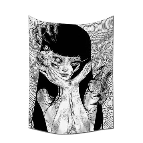 EWRITN Canvas Anime Tomie Revenge Junji Ito Tapestry, Hanging Dorm Party Backdrop Decorations Home Decorations for Living Room Bedroom(60 x 40 in) - Image 1