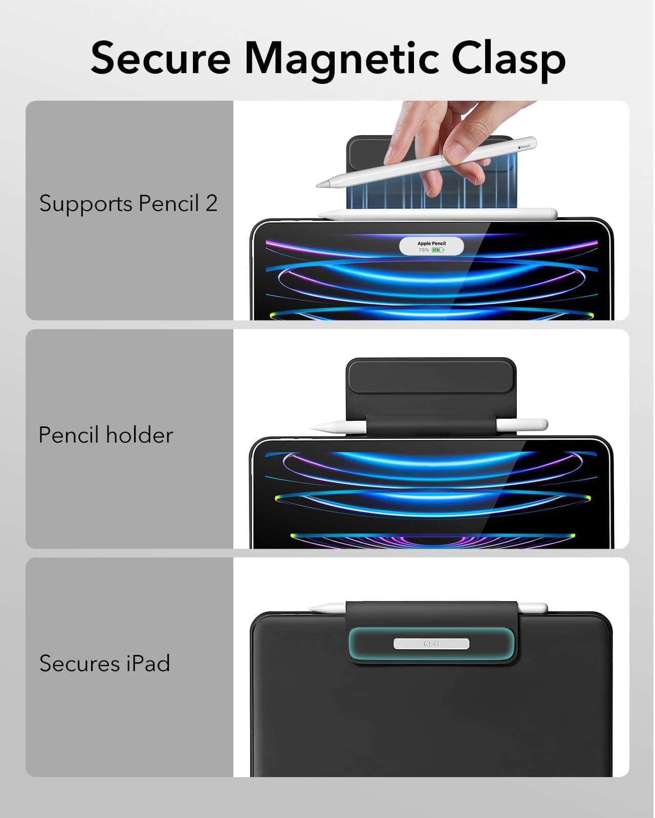 ESR iPad 11th(A16, 2025)/10th Gen Case with Keyboard, Magic Keyboard for iPad 10.9", Case with Floating Cantilever Stand, Springy Backlit Keys, Multi-Touch Trackpad, Rebound Series, Black thumbnail 7