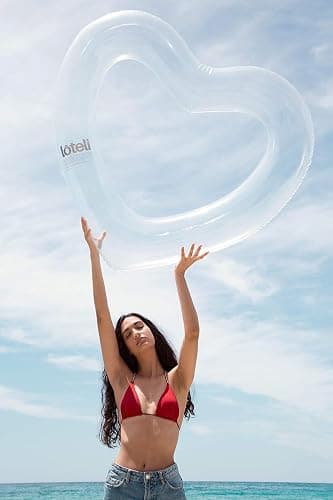 The Original Heart Pool Floats for Adults by LOTELI – Thicker & Stronger – Large Inflatable Pool Floats for Parties Bachelorette Wedding Float – River Lake Beach Raft - Durable & Easy to Inflate - Clear - 1 Pack thumbnail 7