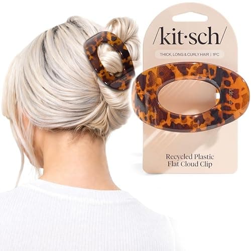 Kitsch Large Flat Claw Clip for Women - Tortoise, 1pc | Durable & Strong Hold Flat Hair Clips For Styling, Half Updo | Non-Slip for Secure, Comfortable Wear, For All Hair Types - Image 1