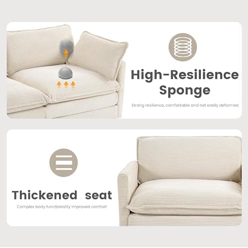 ROWHY Oversized Modular Sectional Sofa with Movable Ottoman, 112 Inch 4 Seat Modern Corduroy Sofa Set, Convertible L Shaped Couch for Living Room and Office, Beige thumbnail 6