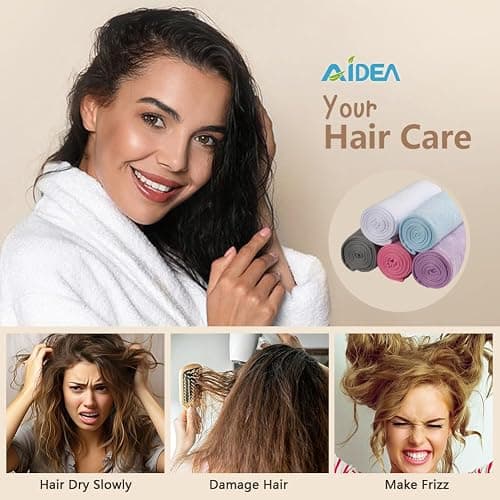 AIDEA Microfiber Hair Towel Wrap, 2 Pack Hair Turbans, Super Absorbent Quick Dry Hair Towel Wrap for All Hair Types Anti Frizz, 26"×10", Pink thumbnail 6