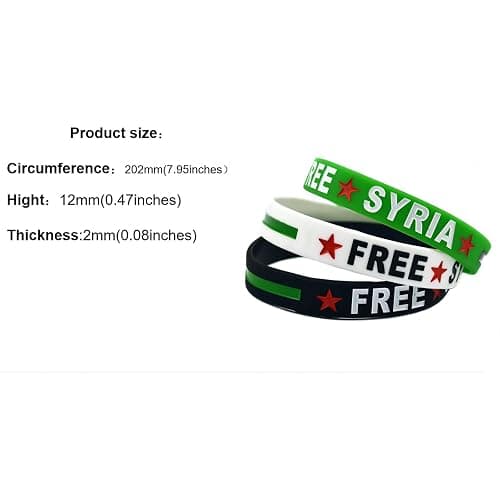 ZENRUIMING 6 Free Syrian Flag Bracelets, Men's and Women's Silicone Ornaments, Sports Bracelets thumbnail 2