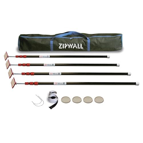 ZIPWALL ZP4 ZipPole 10 Foot Spring Barrier (Pack of 4) Loaded Poles for Dust Barriers, 4 Pack, Black - Image 1