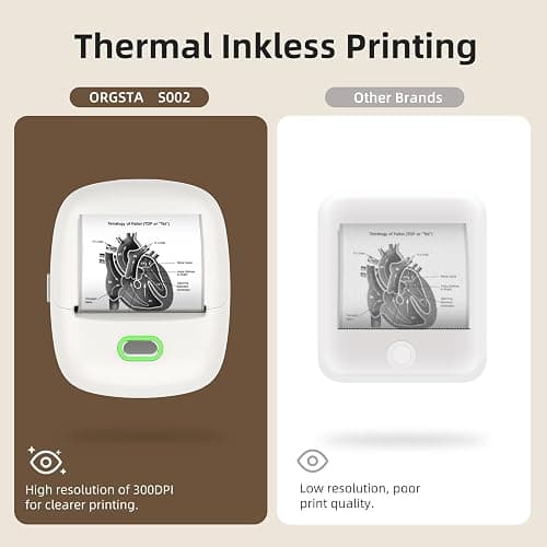 ORGSTA Sticker Printer Mini Printer S002 PrintPods Bluetooth Portable Sticker Maker with 1 Roll Paper Thermal Inkless Label Maker Machine Impresora Portátil Instant Print for Notes, Journal, DIY, Gift thumbnail 5
