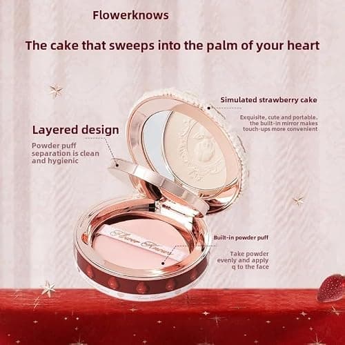Flower Knows Strawberry Cupid Serie Kompaktpuder Mattes Soft-Focus Öl-Kontroll Fixierpuder (C02) thumbnail 11