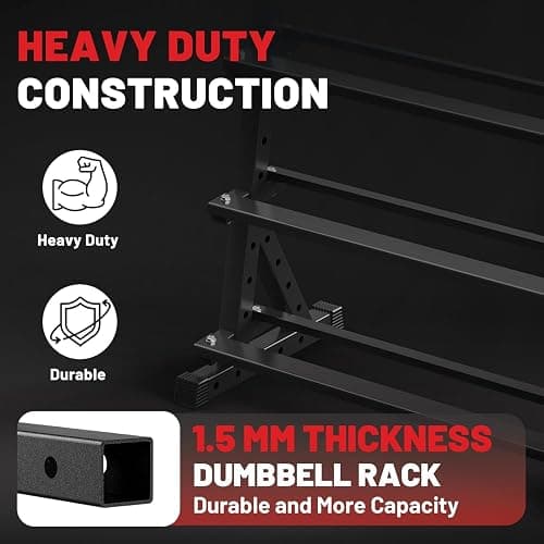 PAPABABE Hex Dumbbell Set with Rack, Rubber Encased Free Weight with Weight Storage Racks, Multiple Weight Options for Home Gym and Fitness thumbnail 6