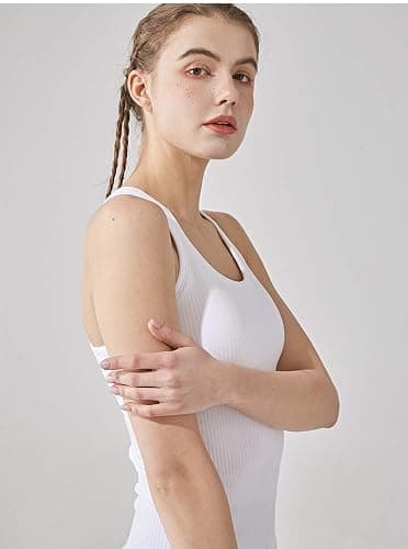 Yoga Racerback Tank Top for Women with Built in Bra,Women's Padded Sports Bra Fitness Workout Running Shirts thumbnail 4