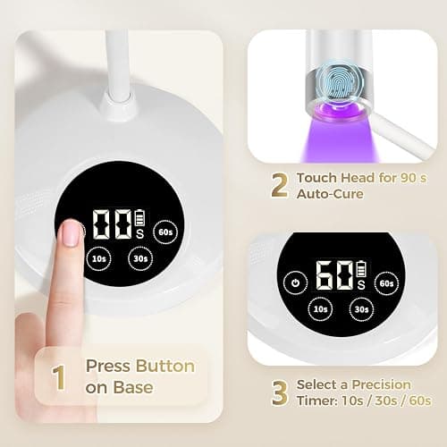 AORAEM UV LED Nail Lamp, Rechargeable Gooseneck UV Lamp for Gel Nails 12W Quick Dry LED Nail Light Bueaty Dryer with 4 Timers & Auto Sensor, Professional Flash Cure Light for Gel Nails Home DIY White thumbnail 2