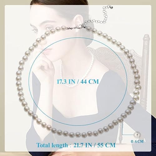 PLABBDPL Collier de Perles, Collier Perles Imitation, Collier de Perles à Longue Chaîne Blanches Rondes, Collier Cadeau pour Femmes Filles, Collier de Perles Unisexe pour Mariage Valentin Blanc thumbnail 2