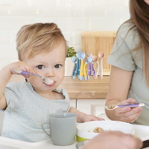 Toddler Spoons, Bendable Training Baby Utensils Spoons and Forks Set for Self Feeding, Easy Grip & Dishwasher Safe Infant Utensils for Babies 6-12 Months (4 Pack) thumbnail 2