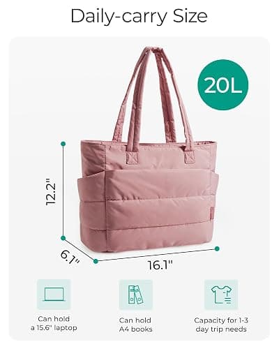 BAGSMART Tote Bag for Women, Lightweight Puffy Tote Bag with Compartments Shoulder Bag Handbag for Travel, Work, Gym thumbnail 2