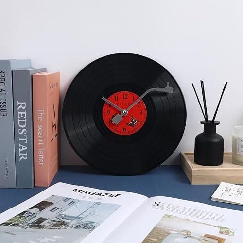 Beavorty Vintage Office Decor Vinyl Record Wall Clock Music Vinyl Clock Record Player Themed Movie Theme Wall Aesthetics Room Vintage Office Ocean thumbnail 9