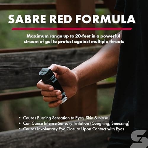 SABRE Crossfire Pepper Gel - 360° Spray for Defense at Any Angle, Maximum Strength Police-Grade OC Pepper Spray with UV Marking Dye, 20‑Foot Tactical Range, Fast Flip Top Safety, Belt Clip, 1.5 fl oz thumbnail 8