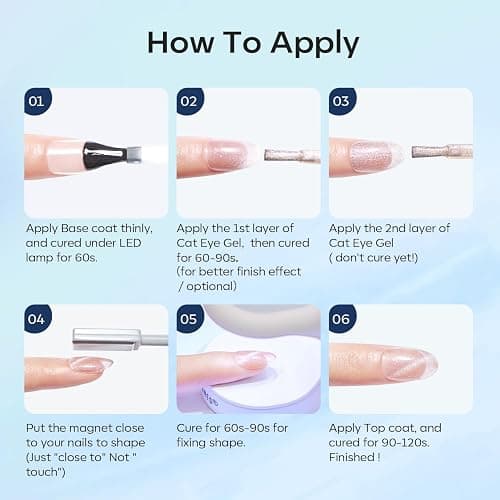 Modelones Gel Nail Polish 6 Colors Blue Glitter Galaxy Dark Blue 9D Cat Eye Gel Polish with Magnet Shimmer Pearl Soak Off Led Nail Art DIY Salon Gift For Women thumbnail 7