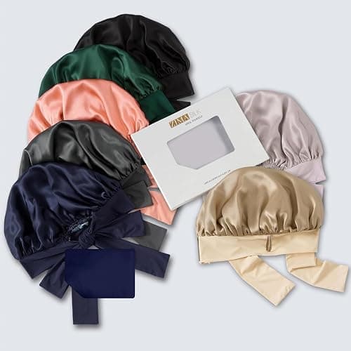 ZIMASILK 100% Mulberry Silk Bonnet for Sleeping Women Long Hair Double Layer Silk Hair Wrap with Tie Band Stay On Head (1Pc, Purple) thumbnail 8