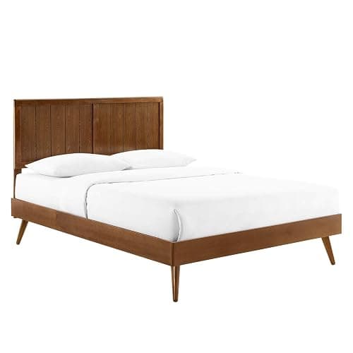 Modway Alana Wood Full Platform Bed in Walnut with Splayed Legs, Double thumbnail 3
