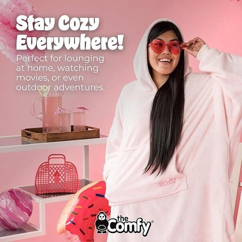 THE COMFY Dream | Lightweight Microfiber Fleece Wearable Blanket, Oversized Design Hood & Pocket from Shark Tank, Cozy Gifts thumbnail 6