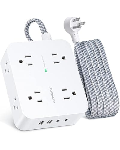 6Ft Surge Protector Power Strip with USB C, HANYCONY Extension Cord with 8 Outlets(2.2 IN) 4 USB Ports(2 USB C), Flat Plug, Wall Mount, 3 Side Outlet Extender for Home Dorm Room Essentials, ETL Listed - Image 1
