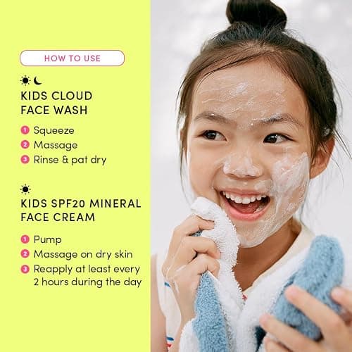 Kids Happy Morning DUO: Clean & Vegan Skin Care for Kids Bundle | Skin Care Cloud Face Wash + SPF 20 Mineral Face Cream | Non-Toxic | Non-Comedogenic | Fun | Easy-to-Use Skincare thumbnail 4