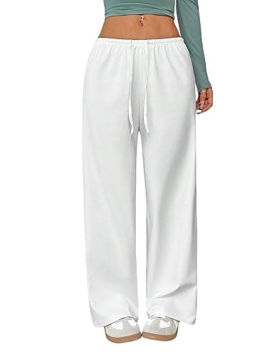 RoseSeek Women's Straight Leg Baggy Pants Drawstring Waist Casual Sweatpants Workout Trousers - Image 1