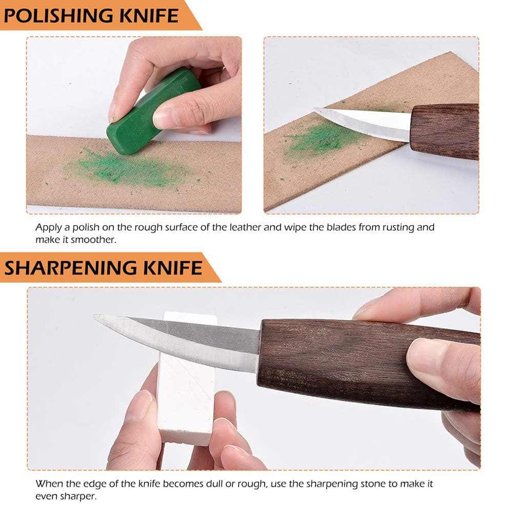 10pc Wood Carving Knife Set Beginner Wood Carving Kit Convenient Wood Carving Tools Set Cut Resistant Gloves,Spoon Carving Hook Knife, Wood Carving Whittling Knife, Chip Carving Detail Knife Sandpaper for Woodworking thumbnail 4