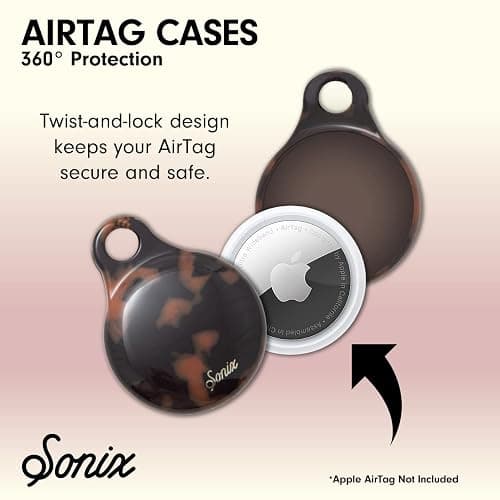 Sonix Cases for Apple AirTags with Gold Carabiner - AirTag Hard Cover Protective Case - AirTag Holder Keychain | Tortoiseshell Print | Brown Tort thumbnail 2