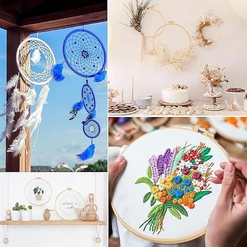 Syyflibb 5 Pcs Embroidery Hoop Set, Round Plastic Cross Stitch Hoops with 16 Needles (3.6In to 9.5In), Small Embroidery Hoops for Craft Sewing, Broderie, Cross Stitch Supplies, Ideal for Beginners and DIY Enthusiasts (Bamboo color) thumbnail 7