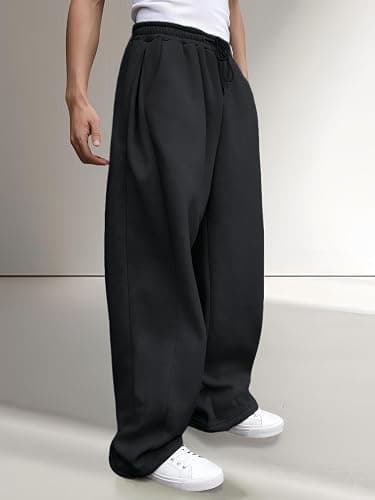 LuminBlaze Men’s Baggy Sweatpants Fleece Wide Leg with Elastic Drawstring Waist, Casual Loose Lounge Joggers thumbnail 3