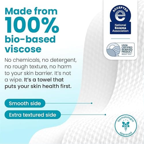 Clean Skin Club Blemish Control Clean Towels® XL, Compostable Face Towels, Eczema Association Accepted Disposable Face Towelette, Makeup Remover Dry Wipes, 2 Packs, 100 Ct Total thumbnail 6