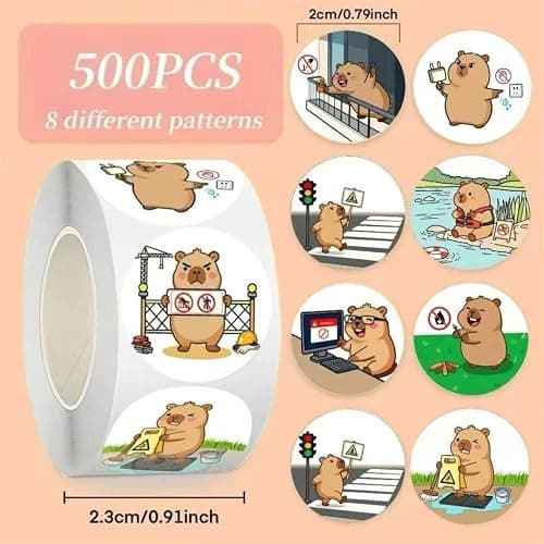 Capybara Stickers Funny Cute Animal 2 Rolls 1000 Sheets Total Capybara Gifts for Kids Teens Kawaii Stickers for Water Bottles Laptop Scrapbook thumbnail 4