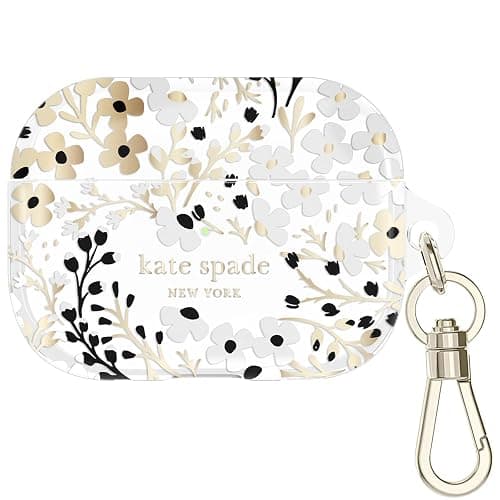 kate spade new york AirPods Pro Protective Case with Keychain Ring - Multi Floral Black and White, Compatible with AirPods Pro 2nd / 1st Generation thumbnail 7