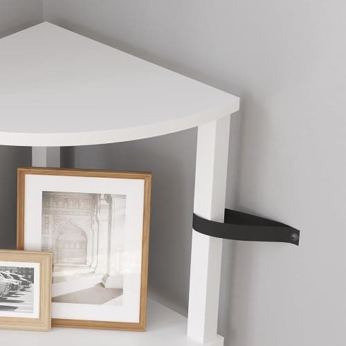 VIMBER Corner Shelf, 5-Tier Corner Bookshelf, Industrial Corner Ladder Shelf, Modern Display Shelf for Living Room, Bedroom, Kitchen, Home Office, White UJSJ001W thumbnail 8