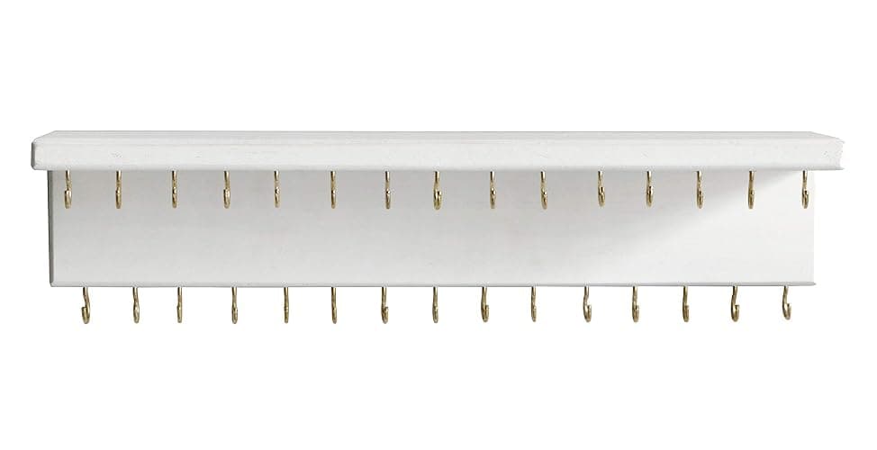 SANY DAYO HOME Jewelry Organizer with 30 Hooks and Cosmetics Shelf, 15 x 3 x 4 inches Wall Mounted Rustic Pine Wood Holder for Necklaces and Bracelets, Suitable for Kids and Adults (Retro White) thumbnail 4