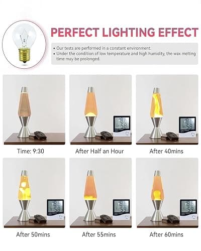 Lava Lamp Bulbs,25 Watt Original Replacement Bulbs for 14.5-Inch/20-Ounce Lava Lamp, High Temp Resistance, High-Output Heat S11 Bulb /120 Volt,Dimmable - Warm White-6 Pack thumbnail 5