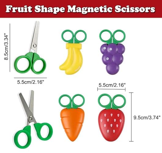 AKOAK 1 Count Paper Scissors, Children's Safety Paper Cuttings Scissors, Creative Fruit Scissors and Refrigerator Magnets are the Home Decorations for Students/Children (Strawberry) thumbnail 3