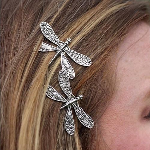 LALOCAPEYO 4 Pcs Of Antique Silver Retro One Line Dragonfly Hair Clip Dragonfly Bobby Barrettes Retro Hair Clip Metal Bobby Barrette Suitable for Various Occasions Such As Wedding Banquets and More thumbnail 7