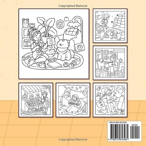 Cozy Times: Coloring Book for Adults and Teens Featuring Girls, Boys, and Pets in Chill Moments and Relaxing Times for Relaxation (Cute & Easy Coloring) thumbnail 2