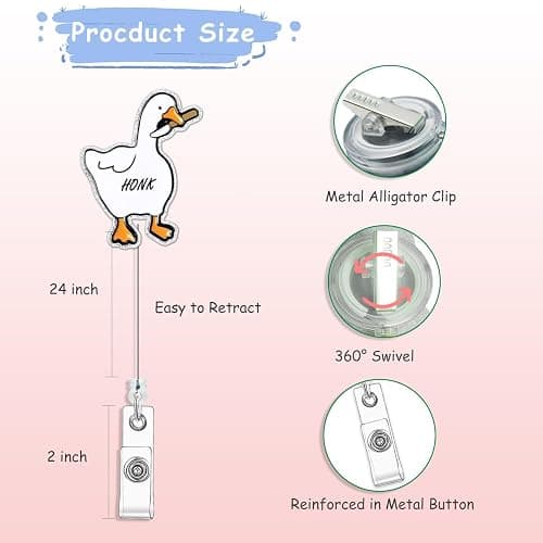 Cute Goose Badges Reels Funny Badge Holder Retractable Accessories ID Clip for Nursing Nurses Doctor Student Teacher Healthcare Medical Work Assistant MA CNA RN ER Office Gifts thumbnail 4